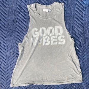 Spiritual gangster gray tank - good vibes only